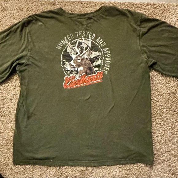 Carhartt Men's Green and Khaki Shirt Men size XL Has some wear Work/outdoor top - Picture 9 of 16
